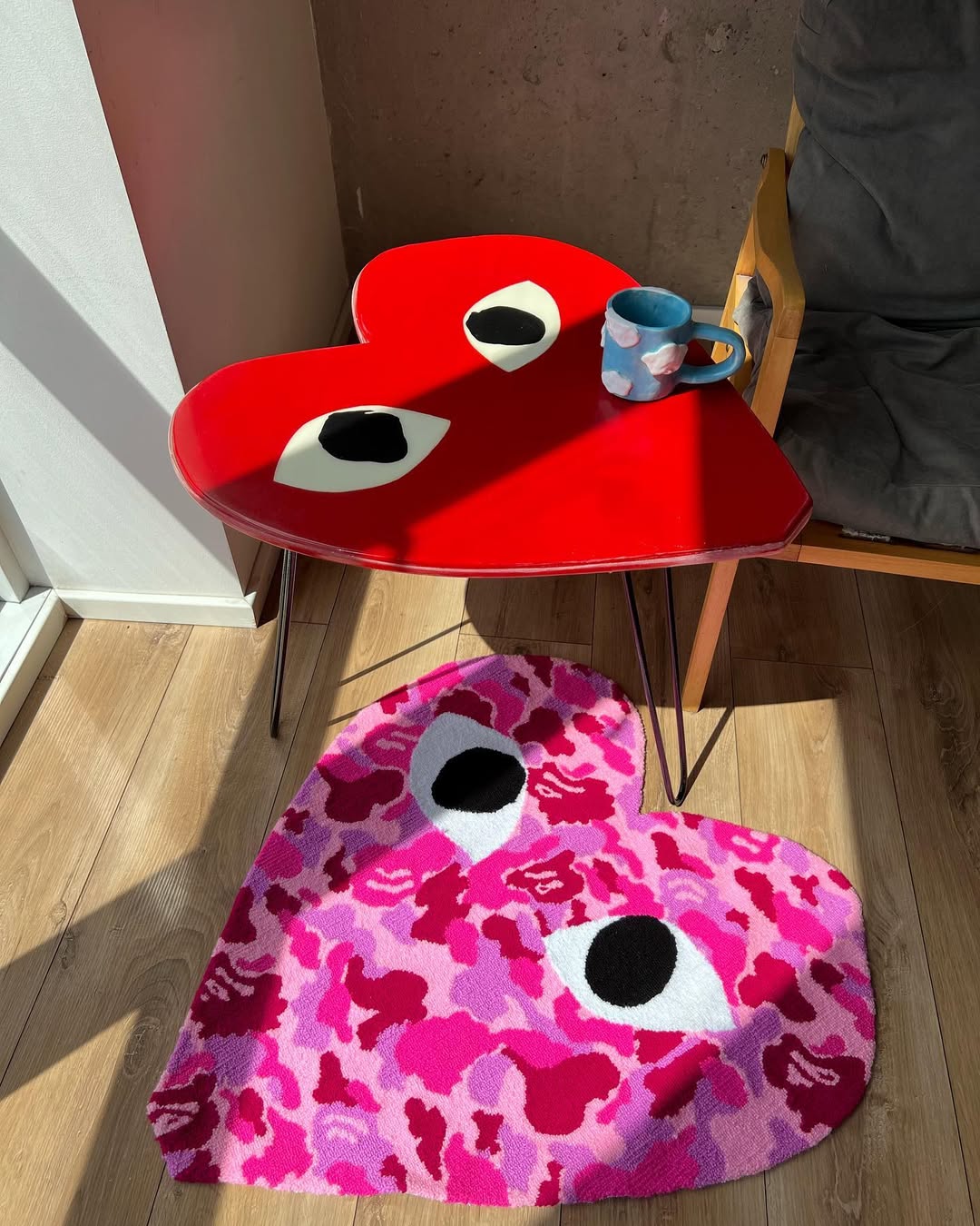 Tapete Personalizado Coração Camuflado Pink